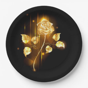 Golden rose ( gold rose ) paper plate
