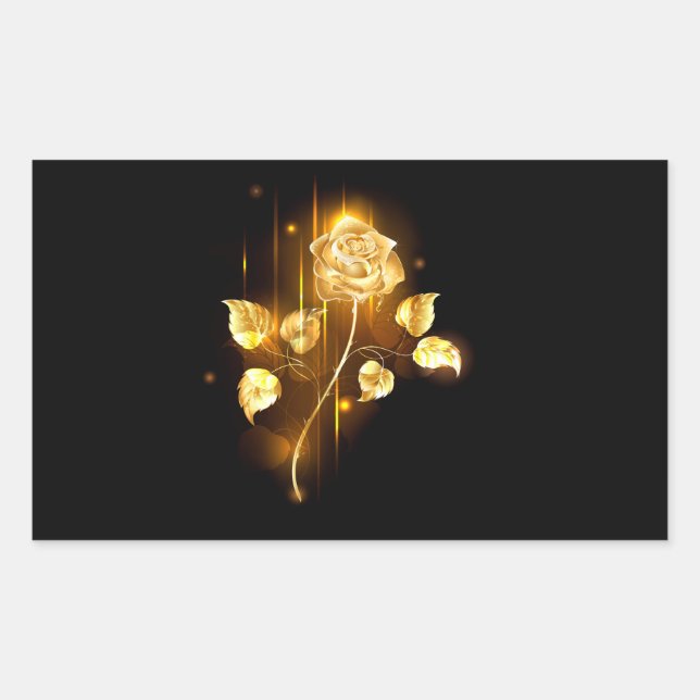Golden rose ( gold rose ) rectangular sticker (Front)