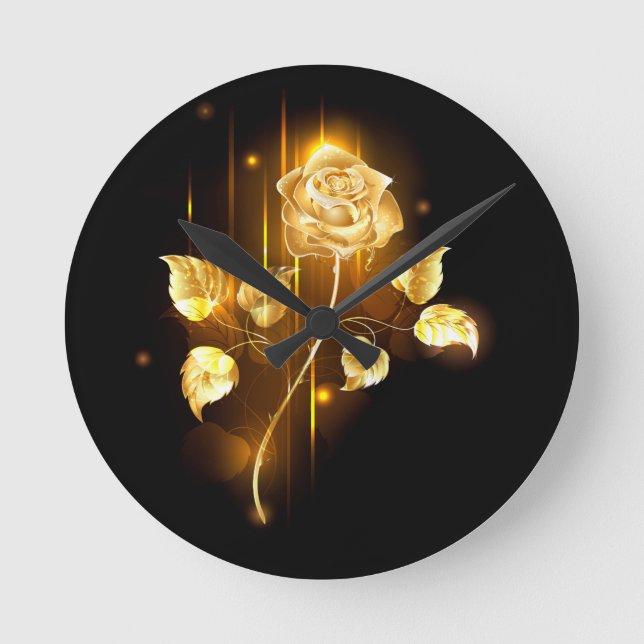 Golden rose ( gold rose ) round clock (Front)