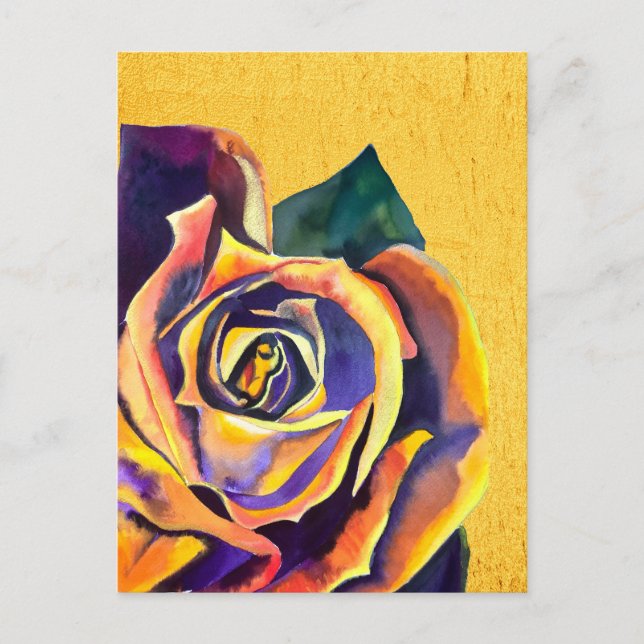 Golden Rose Gothic watercolor art Postcard (Front)