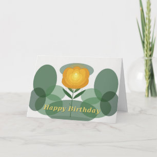Golden Rose Happy Birthday Card