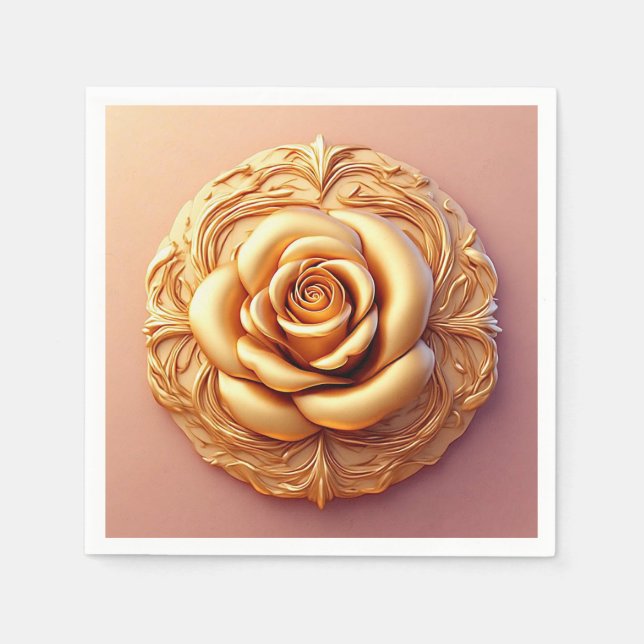 Golden Rose Luxury Table Setting Napkin (Front)
