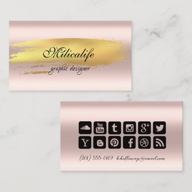 Golden rose modern graphic designer business card (Front/Back)