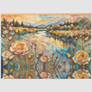 Golden Rose Mountain Valley Sunrise Tissue Paper