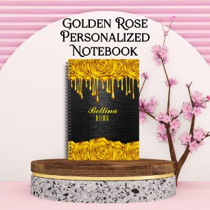 Golden Rose Personalised Notebook