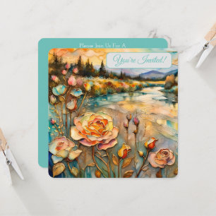 Golden Rose River Valley Sunrise Bridal II Invitation
