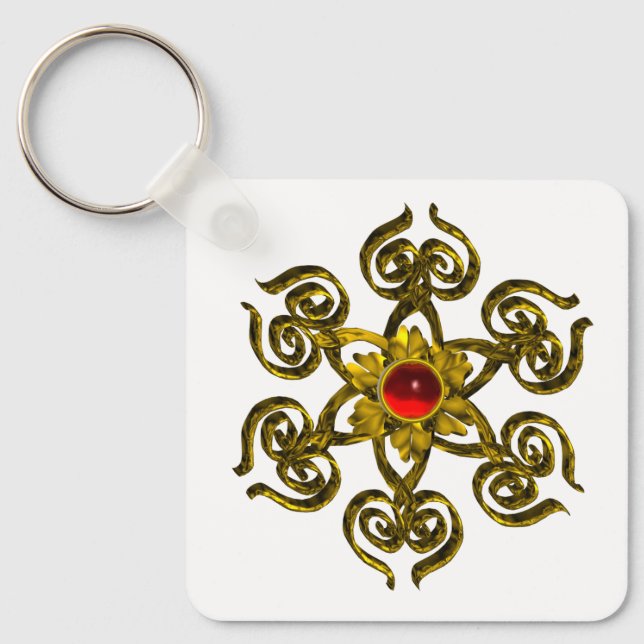 GOLDEN ROSE RUBY KEY RING (Front)