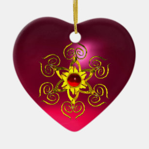 GOLDEN ROSE RUBY ,Purple Pink Ceramic Ornament