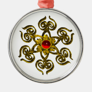 GOLDEN ROSE RUBY ,white Metal Tree Decoration