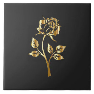 Golden Rose Silhouette Ceramic Tile