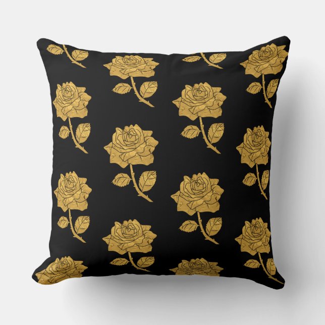 Golden Rose TP Black Cushion (Front)