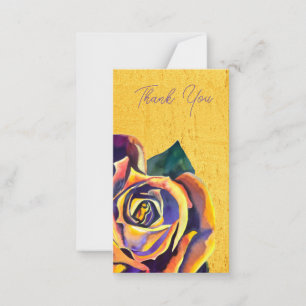 Golden Rose watercolor art Card