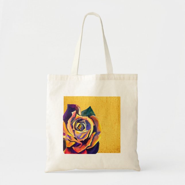 Golden Rose watercolor Tote Bag (Front)