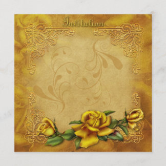 Golden Rose Wedding Invitation