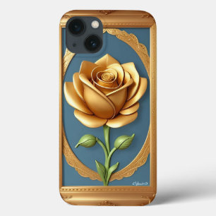 Golden Rose With Elegant Ornate Details iPhone 13 Case