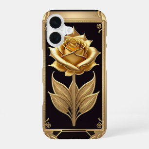 Golden Rose With Elegant Ornate Details iPhone 16 Case