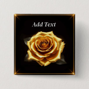 Golden Rose with Glowing Borders 15 Cm Square Badge