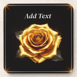 Golden Rose with Glowing Borders Coaster