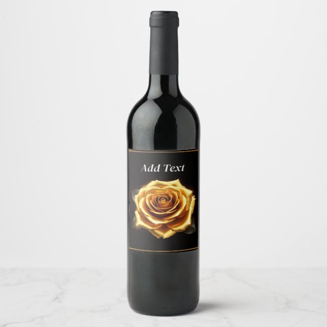 Golden Rose with Glowing Borders Wine Label (Front)