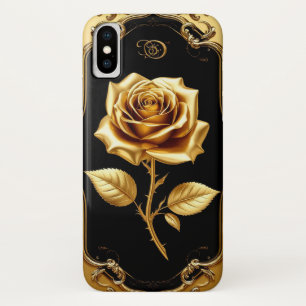 Golden Rose with Ornate Baroque Frame iPhone X Case