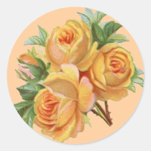 Golden Roses on Peach - Sticker