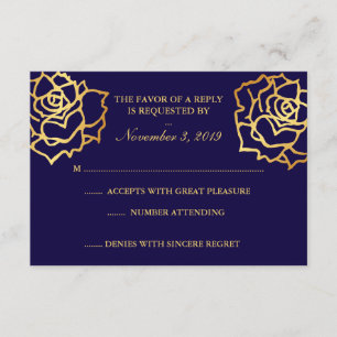 Golden Roses RSVP - Blue Card