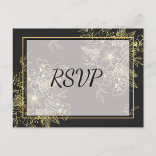 Golden Roses RSVP Invitation Postcard