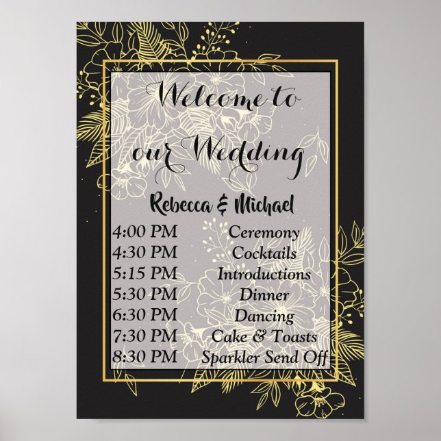 Golden Roses  Wedding Order of Events P Poster (Front)