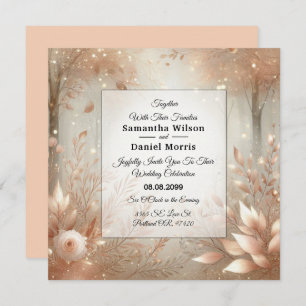 Golden Rosewood Enchanted Forest Wedding Invitation