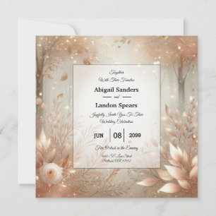 Golden Rosewood Enchanted Forest Wedding Invitation