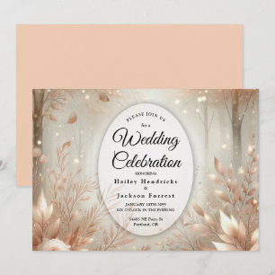 Golden Rosewood Enchanted Forest Wedding Invitation