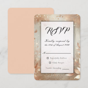 Golden Rosewood Enchanted Forest Wedding RSVP Card