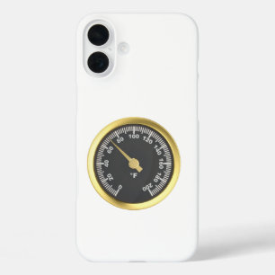 Golden round thermometer iPhone 16 plus case