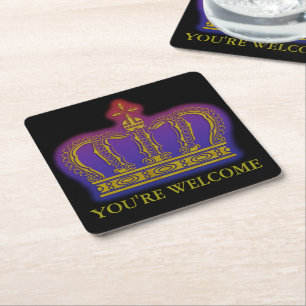 Golden Royal Crown gradients BG I + your & ideas Square Paper Coaster