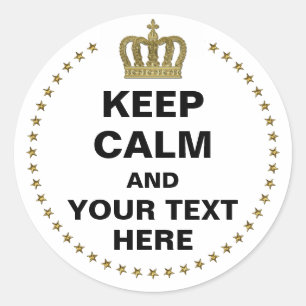 Golden Royal Crown II + your backgr. & ideas Classic Round Sticker