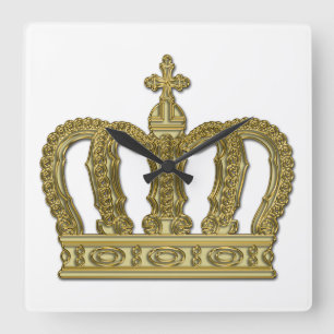 Golden Royal Crown II + your backgr. & ideas Square Wall Clock