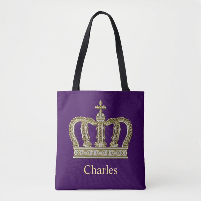 Golden Royal Crown III + your backgr. & ideas Tote Bag (Front)