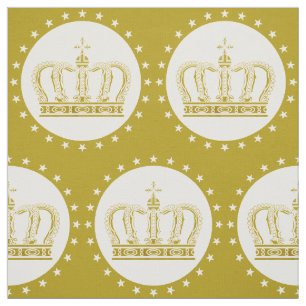 Golden Royal Crown & Stars + your backgr. & ideas Fabric