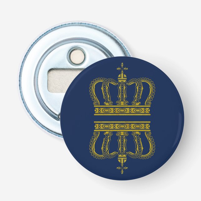 Golden Royal Crown + your backgr. & ideas Bottle Opener (Front)