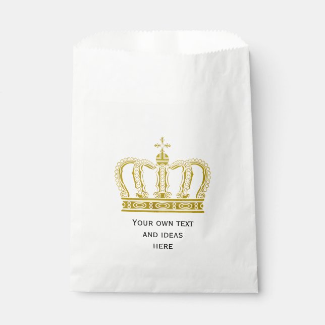 Golden Royal Crown + your backgr. & ideas Favour Bag (Front)
