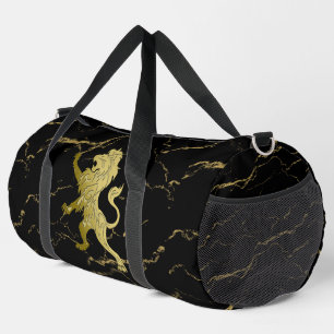 Golden Royal Lion Black Marble Duffle Bag