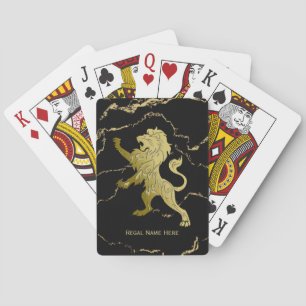 Golden Royal Lion Black Marble Personal Playing Cards