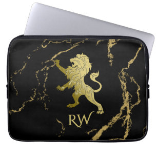 Golden Royal Lion Monogram Laptop Sleeve