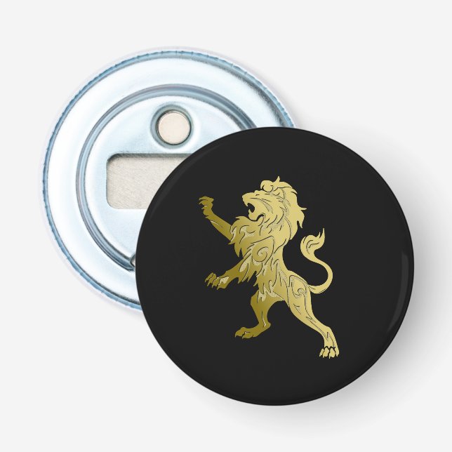Golden Royal Lion on Black  Bottle Opener (Front)