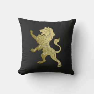 Golden Royal Lion on Black  Cushion