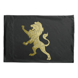 Golden Royal Lion on Black  Pillowcase