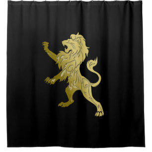 Golden Royal Lion on Black  Shower Curtain