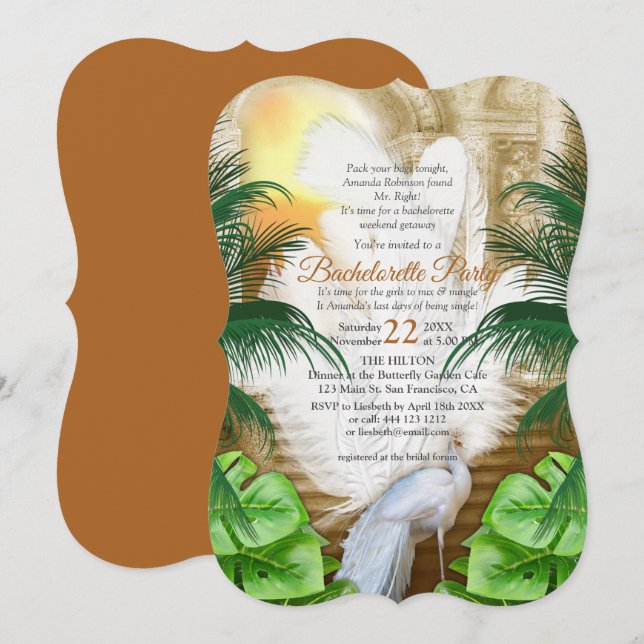 Golden Royal Peacock Temple Dreams Invitation (Front/Back)