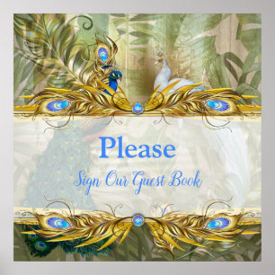 Golden Royal Peacock Temple Dreams Poster