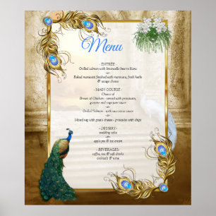 Golden Royal Peacock Temple Dreams Poster